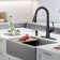 Pull-Down Kitchen Faucet With Easy Retractable Spray Head, Single Handle, High Arc Single Hole Pull-Out Kitchen Sink Faucet With Soap Dispenser.
