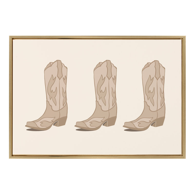 «Cowboy bottes Landscape» par Honey Island Studio, reproduction d'art sur toile encadrée, Or vif