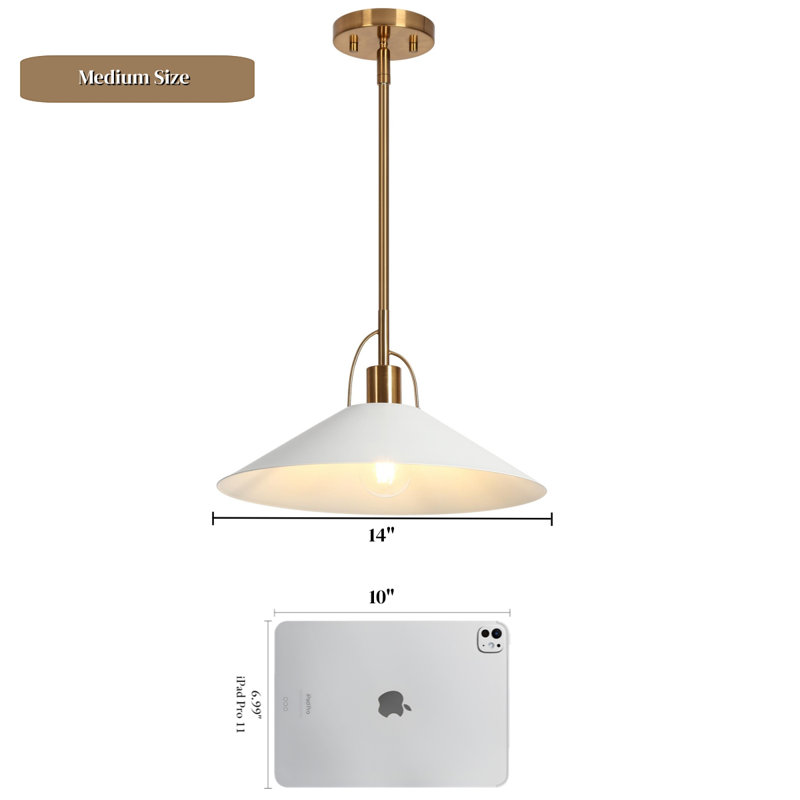 Tilda 1 - Light 14" Wide Electroplated Brass Single Pendant, White