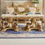 Deluxe Golden Marble Rectangular Dining Table Sets-107276911