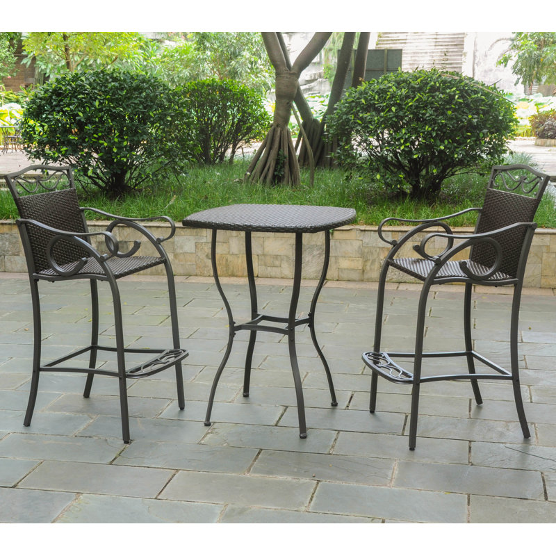 Arvi 2 - Person Wicker Patio Dining Set with Round Table, Chocolate