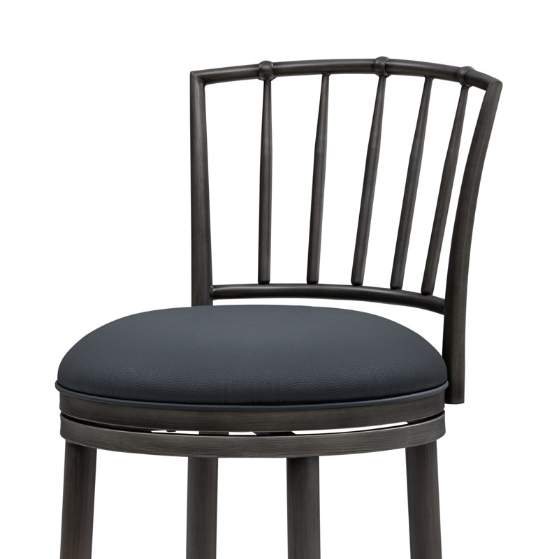 Ensemble de 3 tabourets de bar pivotants en similicuir de qualité commerciale Conte, Bleu