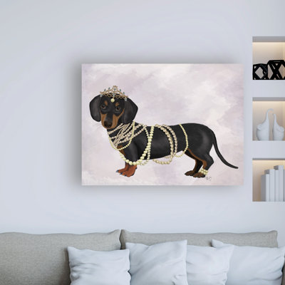 «Teckel et perles» par Fab Funky - impression sur toile tendue