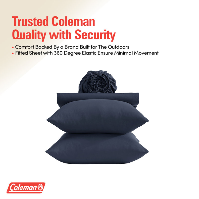 Coleman® 4 Piece Microfiber Solid Bed Sheet Set - Full, Navy Blue, Navy, Full
