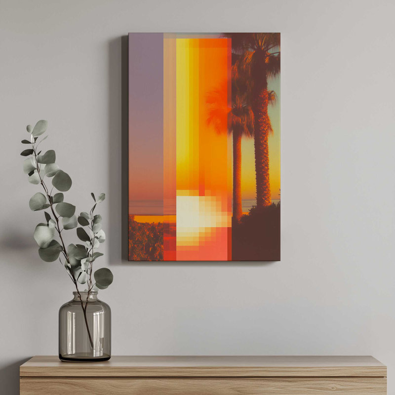 «Pixel Palms III» par ARTIST, reproduction d'art sur toile, H 48 po x l 36 po