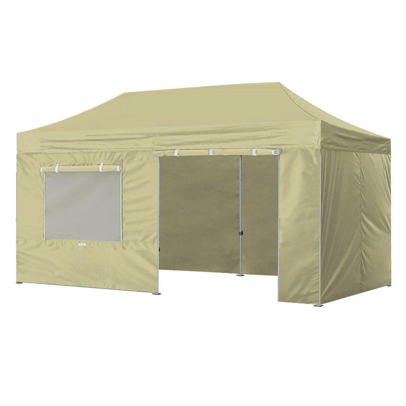 Amber-Lee 96'' W x 180'' D Steel Pop-Up Canopy, Beige, 10ft x 20ft