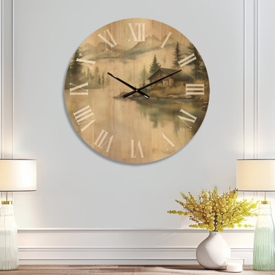 Oversized Woodland Rustic Wood Wall Clock – Lake Cabin Relaxing Retreat