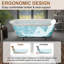 Hudson 70.9" x 35.4" Solid Surface Stone Freestanding Soaking Bathtub with Black Bath Pollow-87916070