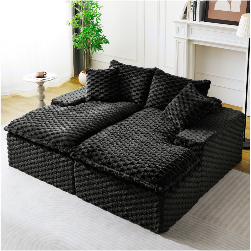 Canapé-lit double Turvet Velvet, Polyester noir