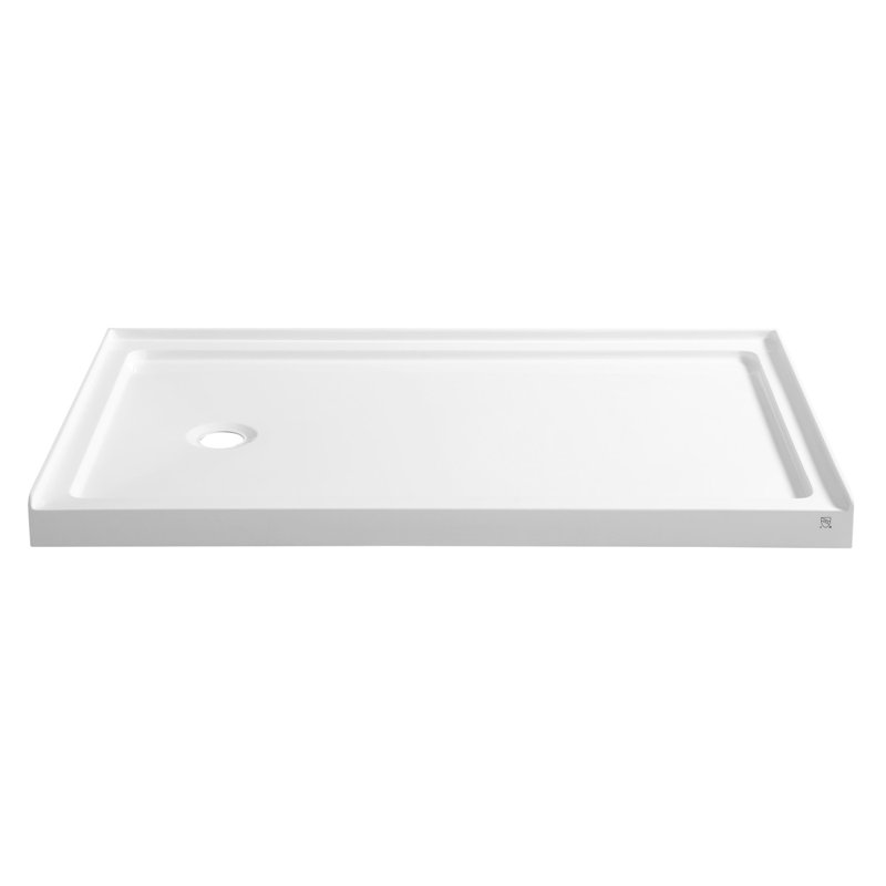Colossi Base Series 60 in. L x 36 in. W Alcove Shower Pan Base with Left Drain in Glossy White Marine Acrylic