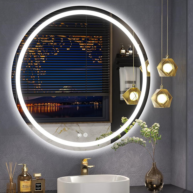 Laydon Bright Front & Back Lighted Anti-Fog Bathroom/Vanity LED Mirror, 24" x 24"