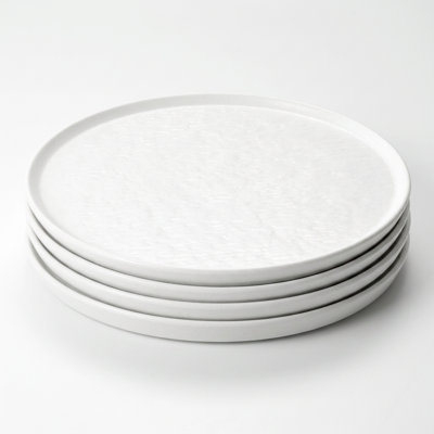 10.5" Organic Modern Stoneware Dinner Plate Set, Textured Ceramic Plates (Set of 4)