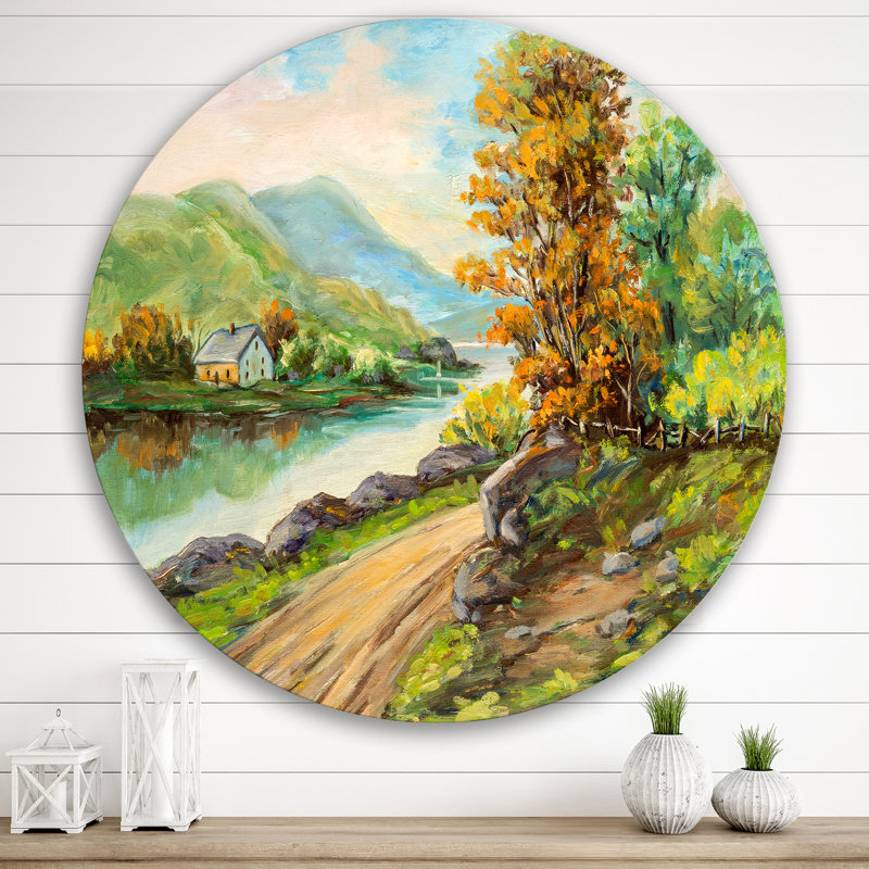 Art de mur de campagne rustique au bord de la rivière, H 36 po x l 36 po x P 1 po