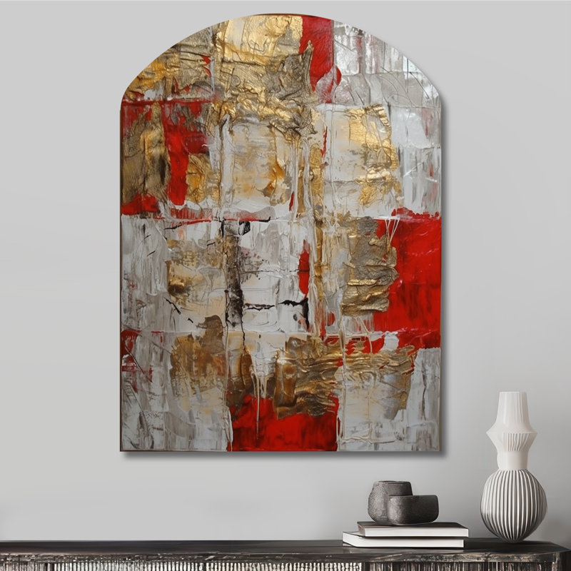 Lauri - Art abstrait en forme d'arche assymétrique, H 34 po x l 25 po