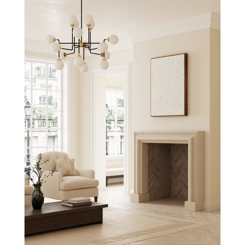 Foyer moderne en pierre de fonte avec foyer Bullnose, Tanné, P 7,5 po x l 74 po x H 52 po