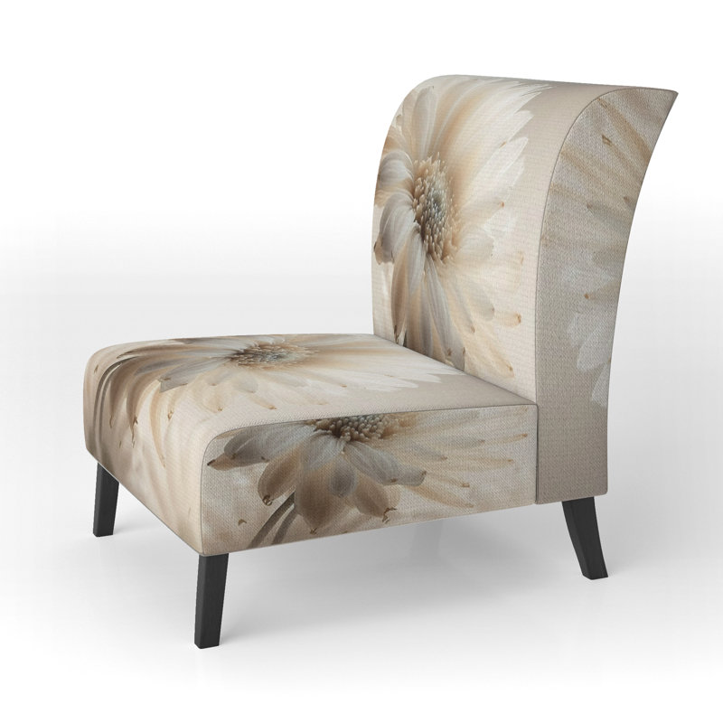Fauteuil de chambre blanc Gerbera Flowers III - rembourré à motif floral