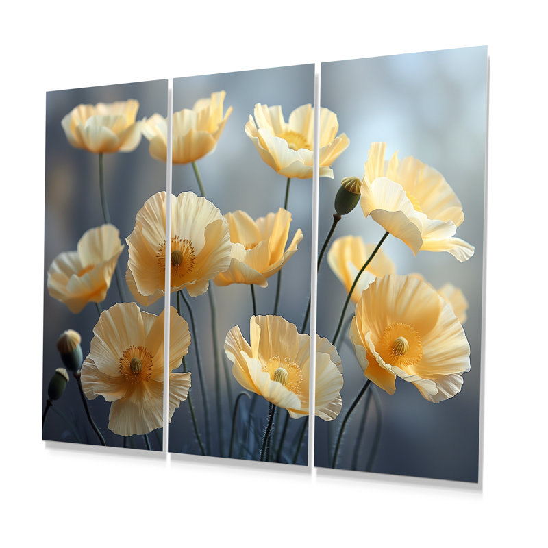 Eshan - ensemble d'art mural coquelicots, Métal métal, H 32 po x l 48 po x P 1 po