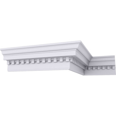 Endurathane Dentil Crown Moulding, 6 3/4"H x 4 3/4"P x 8 3/8"F x 94 1/2"L, Factory Primed