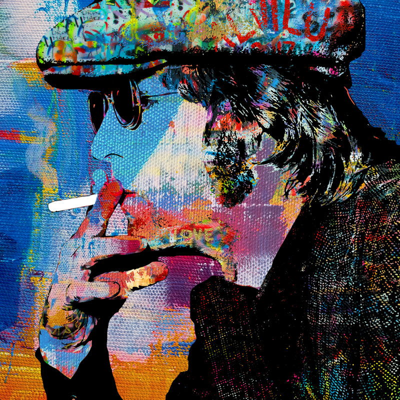 «John Lennon» par Stephen Chambers - peinture sur toile tendue, H 15 po x l 15 po x P 1,5 po