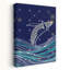 Leaping Whale Starry Night Dreamy Serene Tranquil Whale Ocean Landscape Wall Art Print 1 Piece Wrapped Canvas Wall Art-2033529939