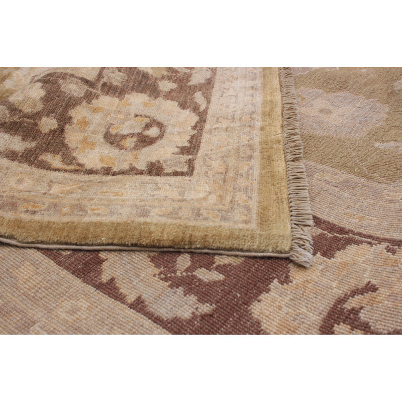 Tapis de la laine beige/brun 7 pi 11 po x 9 pi 11 po one-of-kind à la main-noué la 2010 chobi Iraheta