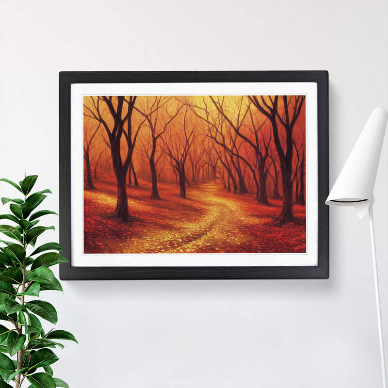 XH1022-7596X Sacred Autumn Forest - Single Picture Frame Painting, 46cm H x 64cm W x 2cm D, Black 