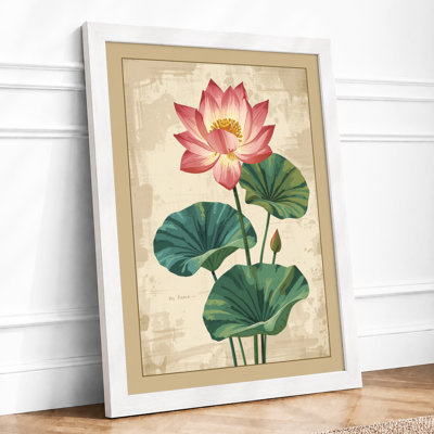 Lotus in Bloom Botanical - Framed Print