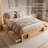 Queen Size Platform Bed Frame with Storage Drawers and Footboard Cubby, Modern Space-Saving Design Without Headboard-1026173021