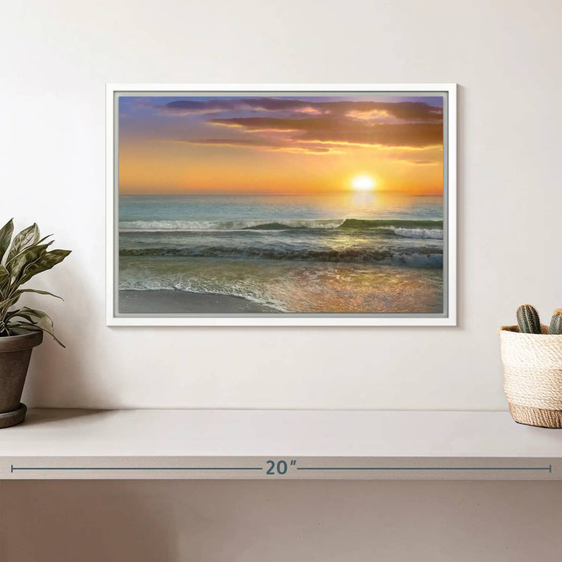 Dawn Rays, 13" X 9", Floating Frame White
