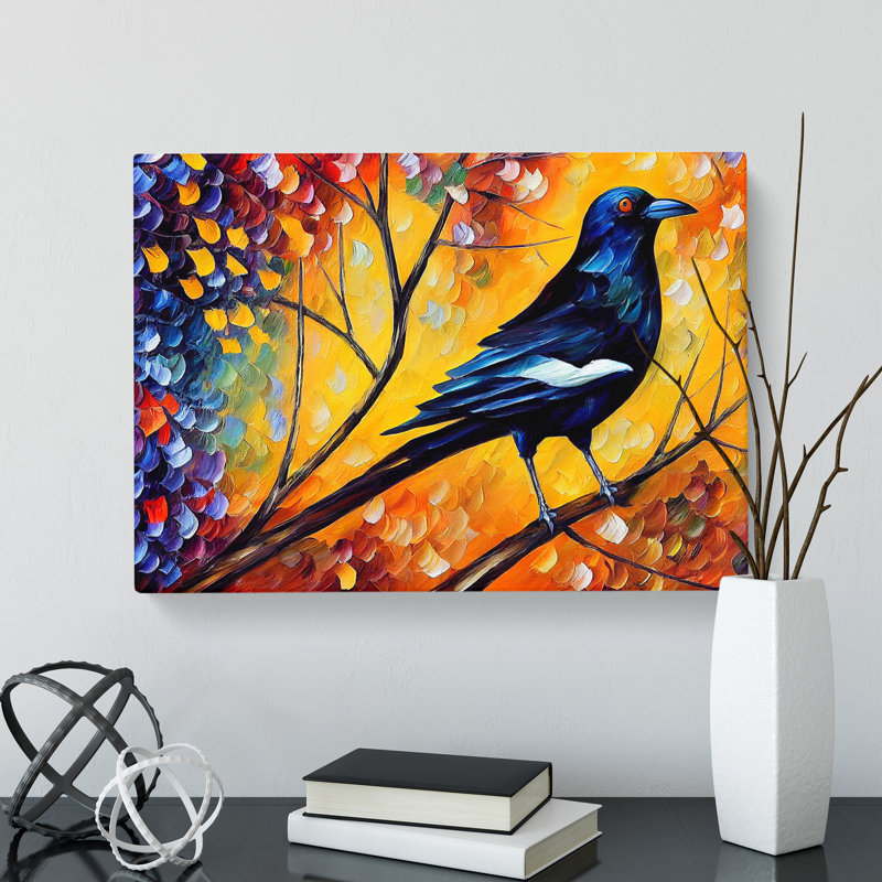Magpie Bird Vol.1 Abstract - Wrapped Canvas Print, 35cm H x 50cm W x 3cm D