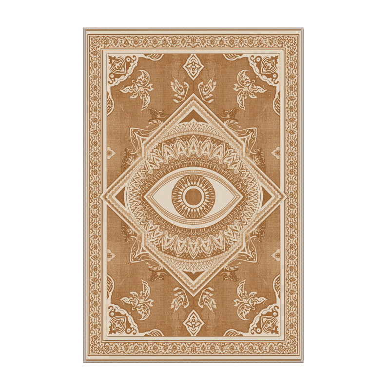 Tapis oriental doux et moelleux à motif oriental brun et beige Edgemont, 5 x 7