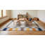 Tapis contemporain multicolore en laine noué à la main à motifs subtils à rayures géométriques-1457432692