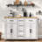 56.5'' Kitchen Island with Drop Leaf, Power Outlet, Embossed Vertical Stripe Rolling Kitchen Cart on Wheels with 4 Doors , 5 Deep Drawers and Adjustable Shelves, for Kitchen, Dining Room, White-456290367