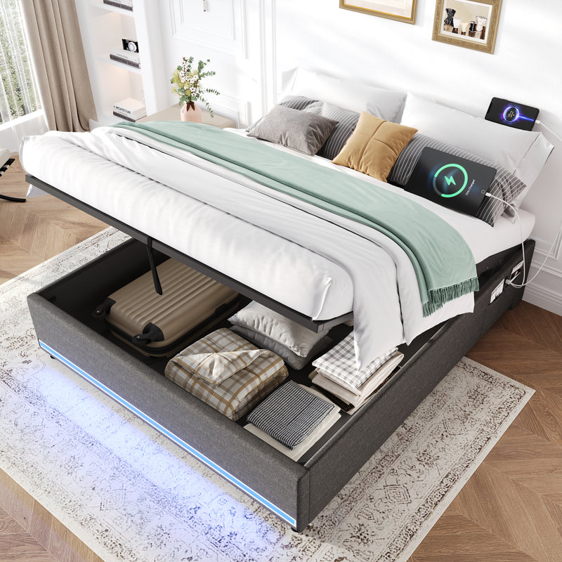 Metal Ottoman Storage Bed, Kingsize (5')