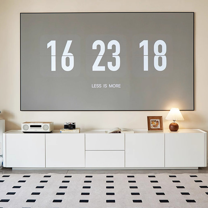 Meuble télé avec rangement crème, 94.48''