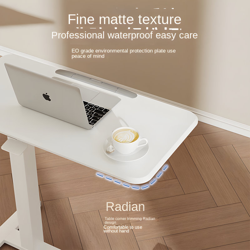 Table à plateau réglable avec roulettes - Bureau d'ordinateur portable en forme de C pour le travail, les études et l'allaitement au lit