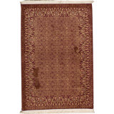 Wool Oriental Area Rug in Wine/Gold