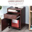 Support mobile pour imprimante et armoire de rangement brune avec tiroir, beaucoup d'espace pour les dossiers de bureau, mécanisme de verrouillage à 4 roues, s'adapte sous la plupart des bureaux, panneau de particules