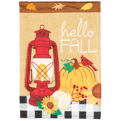 Drapeau de jardin en polyester 18 po x 13 po Hello Fall