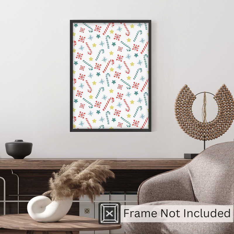 «Holiday Christmas Candy Cane», reproduction d'art moderne sans cadre, H 16 po x l 12 po