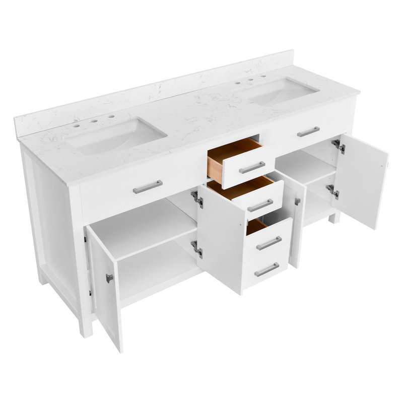 Meuble-lavabo autoportant avec 2 lavabos supérieurs, 72"