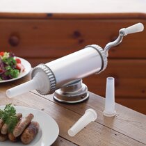 KitchenCraft Home Made Sausage Maker Machine with Easy Manual Crank,  Mixture of Several Materials, 44 x 11 x 11.5 cm, Silver