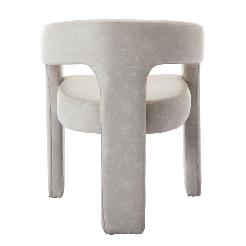 Jamali Upholstered Faux Leather Dining Arm Chairs Solid Back Barrel Dining Chairs Set of 1/2/3/4, Light Gray, 2