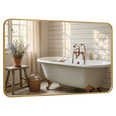 Metal Framed Tempered Glass Rectangular Wall Mirror