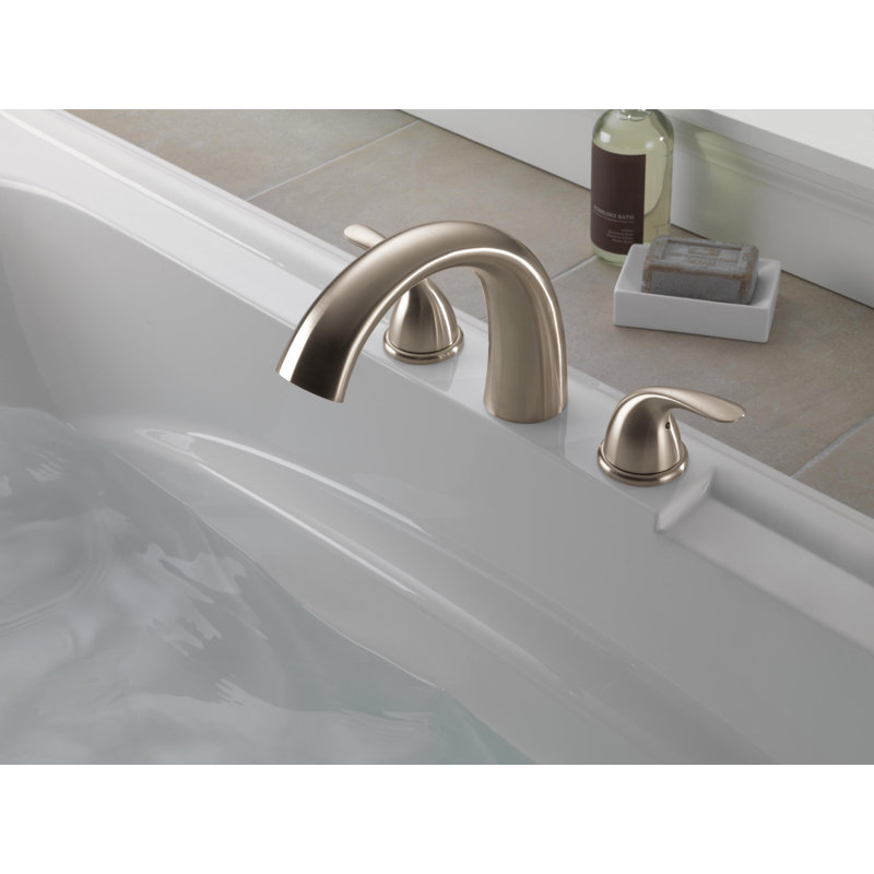 Classic Double Handle Deck Mounted Roman Tub Faucet, Brilliance Stainless