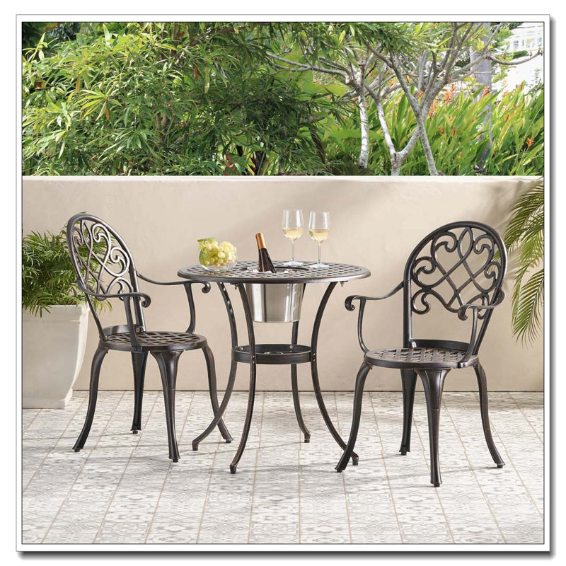 3pc Cast Bistro Set W Ice Bucket