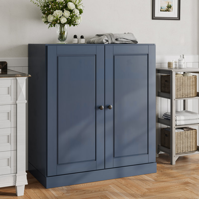 Armoire de salle de bain en bois massif l 32 po Melvous, Bleu antique