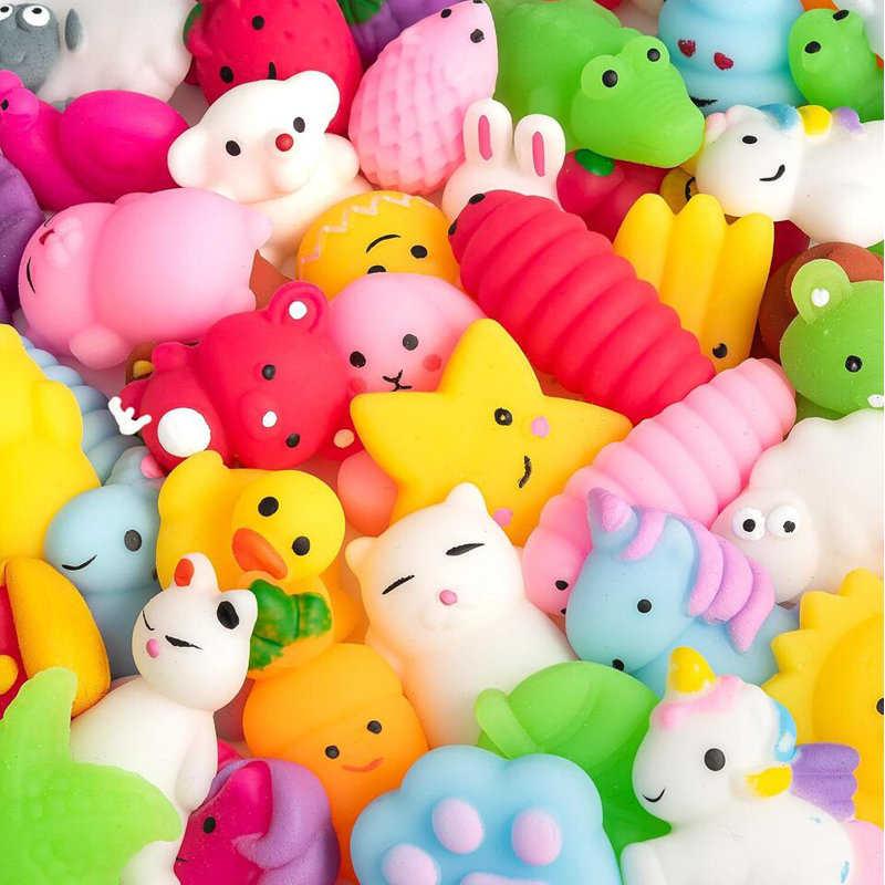 80 Pcs Cute Animal Squishies Kawaii Mochi Squeeze Squishy Party Filler Plastic Toy Bag