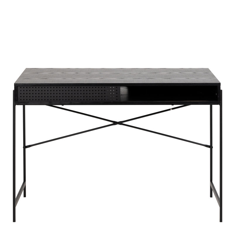 Afshan Metal Base Writing Desk, Black/Black