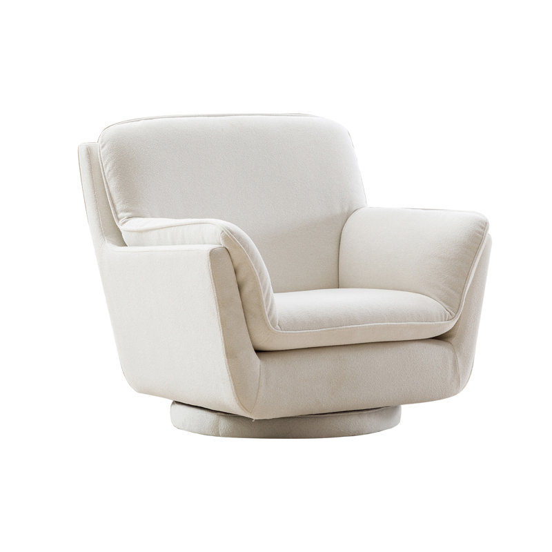 Fauteuil club pivotant de 33,8 po Uttoxeter, Mélange de polyester crème